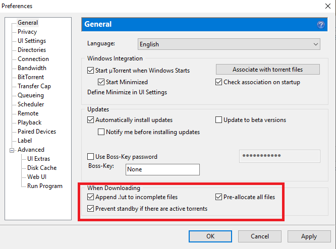 utorrent-general-settings